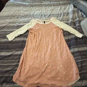 Pink and White Raglan Sleeve Dress